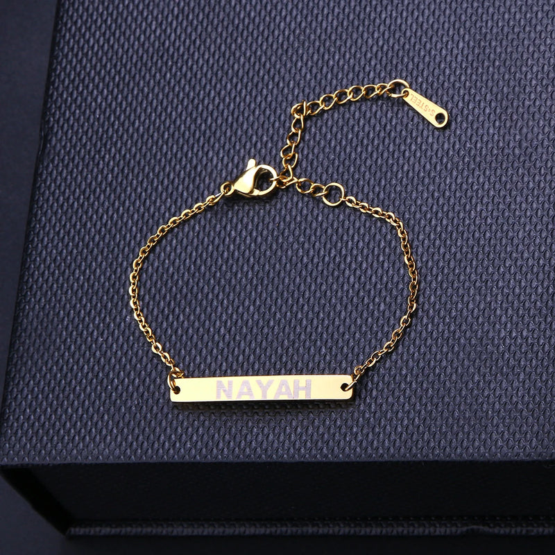 Personalized Stainless Steel 3-Color Curved Bracelet Engraved Name Jewelry