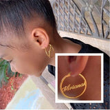 Baby Name Hoop Earrings - Custom Personalised Big Circle Letter Nameplate