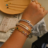 Stainless Steel Zipper Bracelet Crystal Bangle for Women