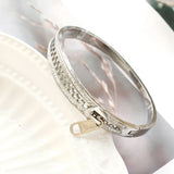 Stainless Steel Zipper Bracelet Crystal Bangle for Women