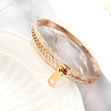 Stainless Steel Zipper Bracelet Crystal Bangle for Women