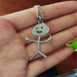Stainless Steel Stickman Middle Finger Pendant Necklace