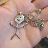 Stainless Steel Stickman Middle Finger Pendant Necklace