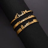 Custom Name Bangle Stainless Steel Adjustable Letters Bracelet