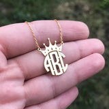 Personalized Stainless Steel Crown Monogram Name Initials Pendant Necklace