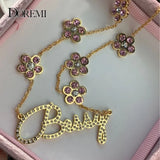 Personalized Crystal Name Necklace With Flower Pendant