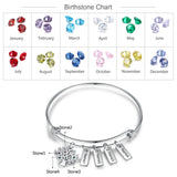 Family Tree Name Tags Bracelet with Birthstone Tree of Life Bangles