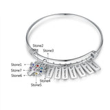 Family Tree Name Tags Bracelet with Birthstone Tree of Life Bangles
