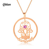 Hand of Fatima Pendant Necklace - Personalized Stainless Steel Jewelry
