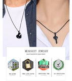 Personalized Stainless Steel Key Heart Puzzle Necklace Set with Birthstones