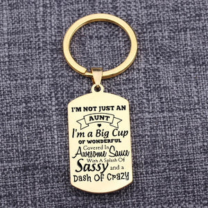 Stainless Steel Personalized Dog Tag Keychain - I'M NOT JUST AN AUNT