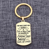 Stainless Steel Personalized Dog Tag Keychain - I'M NOT JUST AN AUNT