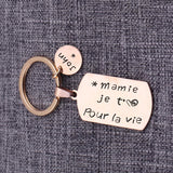 Personalized Stainless Steel Keychain for Granny - Mamie je t'aime pour la vie