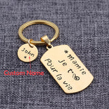 Personalized Stainless Steel Keychain for Granny - Mamie je t'aime pour la vie