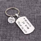 Personalized Stainless Steel Keychain for Granny - Mamie je t'aime pour la vie