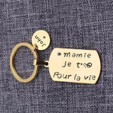 Personalized Stainless Steel Keychain for Granny - Mamie je t'aime pour la vie
