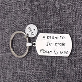 Personalized Stainless Steel Keychain for Granny - Mamie je t'aime pour la vie