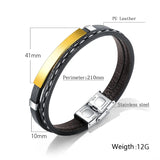 Custom Leather Bracelets for Men - Stainless Steel Double Layer Bracelets