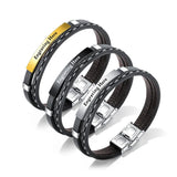 Custom Leather Bracelets for Men - Stainless Steel Double Layer Bracelets