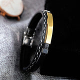 Custom Leather Bracelets for Men - Stainless Steel Double Layer Bracelets