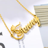 Custom Name Crown Necklace Cursive Font Choker Women