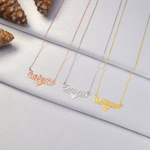 Custom Heart Necklace with Name/Stainless Steel Personalized Necklace