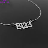 Custom Old English Number Necklace Stainless Steel Pendant