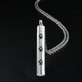 Pet Paw Cylinder Cremation Urn Necklace Charms