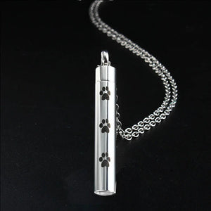 Pet Paw Cylinder Cremation Urn Necklace Charms