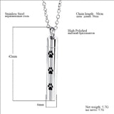 Pet Paw Cylinder Cremation Urn Necklace Charms