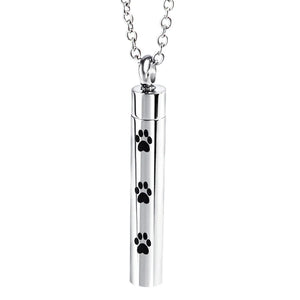 Pet Paw Cylinder Cremation Urn Necklace Charms