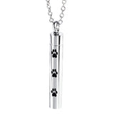 Pet Paw Cylinder Cremation Urn Necklace Charms