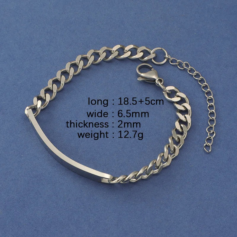 Stainless Steel Plate Bracelet Blank for Engrave Metal ID Plate Bracelets