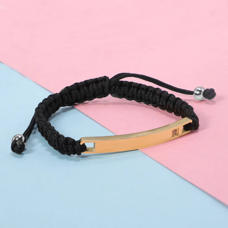 Stainless Steel ID Bracelet Blank Adjustable Rope Chain 5pcs