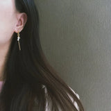 18K Stainless Steel Plated Asymmetric Pearl Tassel Stud Earrings