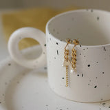 18K Stainless Steel Plated Asymmetric Pearl Tassel Stud Earrings