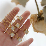 Geometric Square Shells Pendant Necklace Hip Hop Jewelry