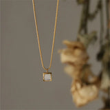 Geometric Square Shells Pendant Necklace Hip Hop Jewelry