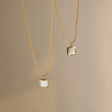 Geometric Square Shells Pendant Necklace Hip Hop Jewelry