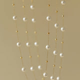 Stainless Steel Plated 18K Pearl Chain Necklace Women Birthday Gift Jewelry