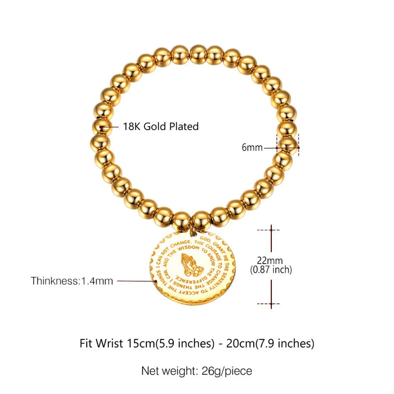 Stainless Steel Prayer Bracelet Praying Hands 18K Plated