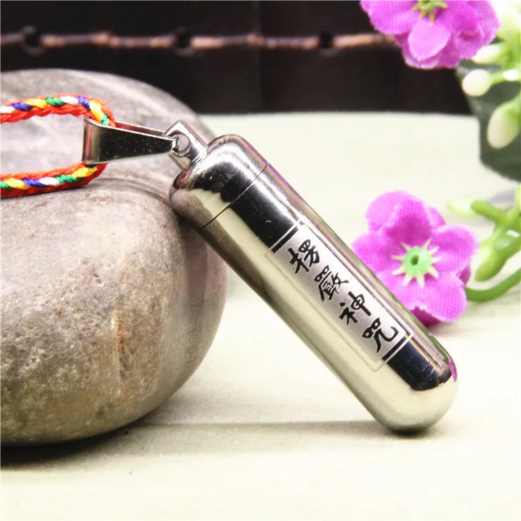 Stainless Steel Prayer Wheel Tube Ash Urn Memorial Pendant Necklaces