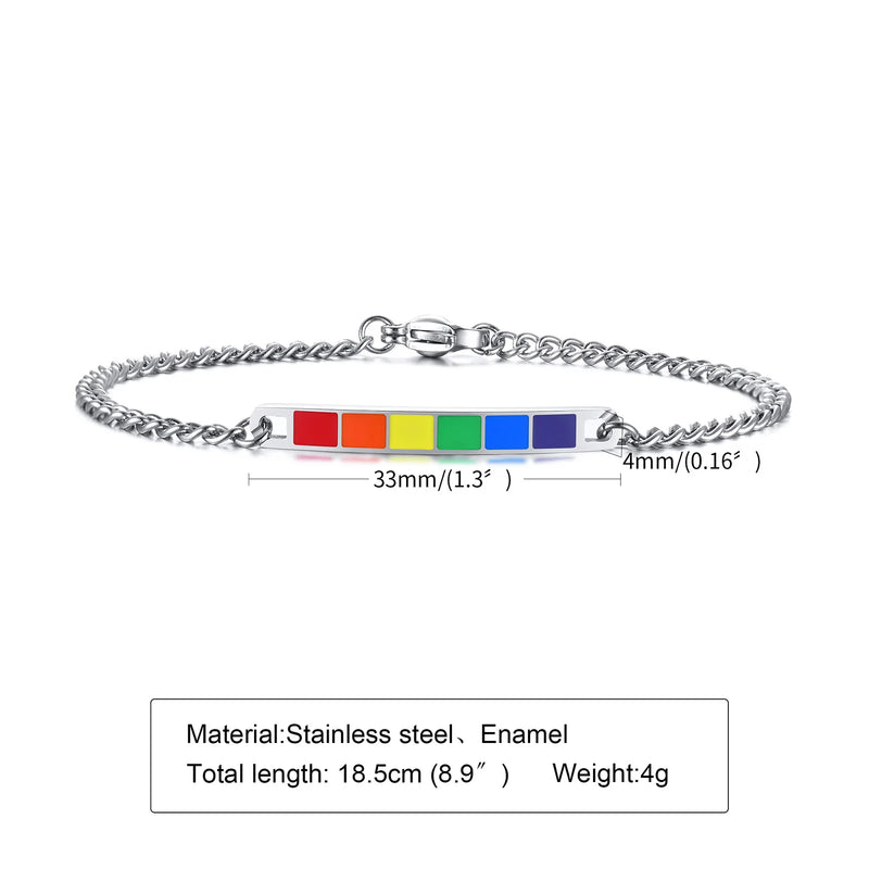 Stainless Steel Pride Rainbow LGBT Bracelet Enamel Gift