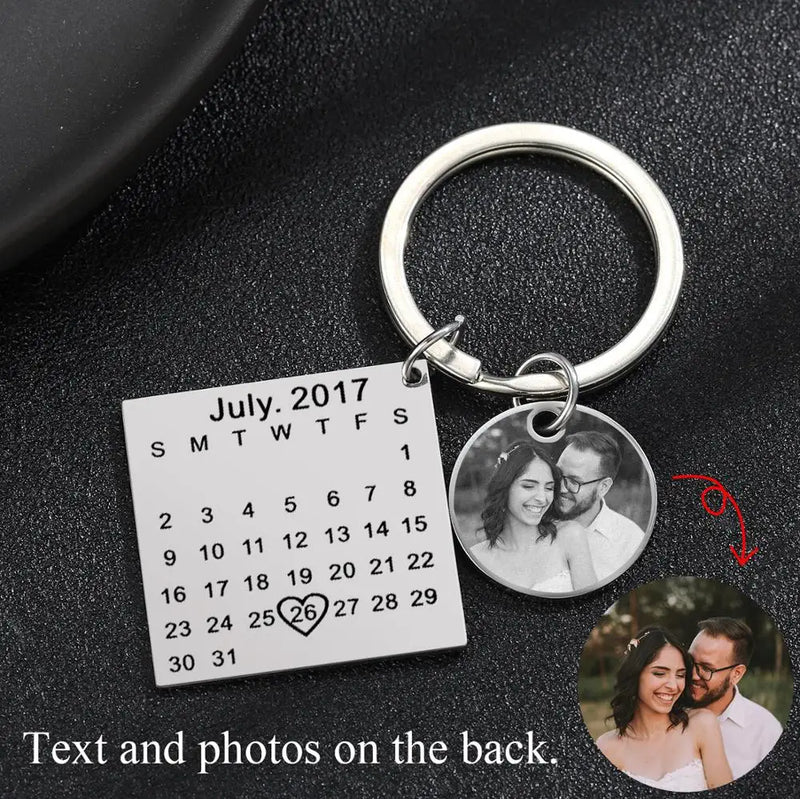 Personalized Calendar Keychain with Heart Date