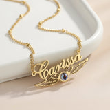Stainless Steel Projection Photo Necklace With Angel Wings