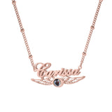 Stainless Steel Projection Photo Necklace With Angel Wings