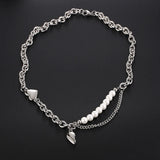 Stainless Steel Punk Rock Heavy Heart Pendant Necklace Men Women Love Necklaces