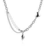 Stainless Steel Punk Rock Heavy Heart Pendant Necklace Men Women Love Necklaces