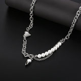 Stainless Steel Punk Rock Heavy Heart Pendant Necklace Men Women Love Necklaces