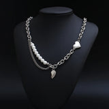 Stainless Steel Punk Rock Heavy Heart Pendant Necklace Men Women Love Necklaces